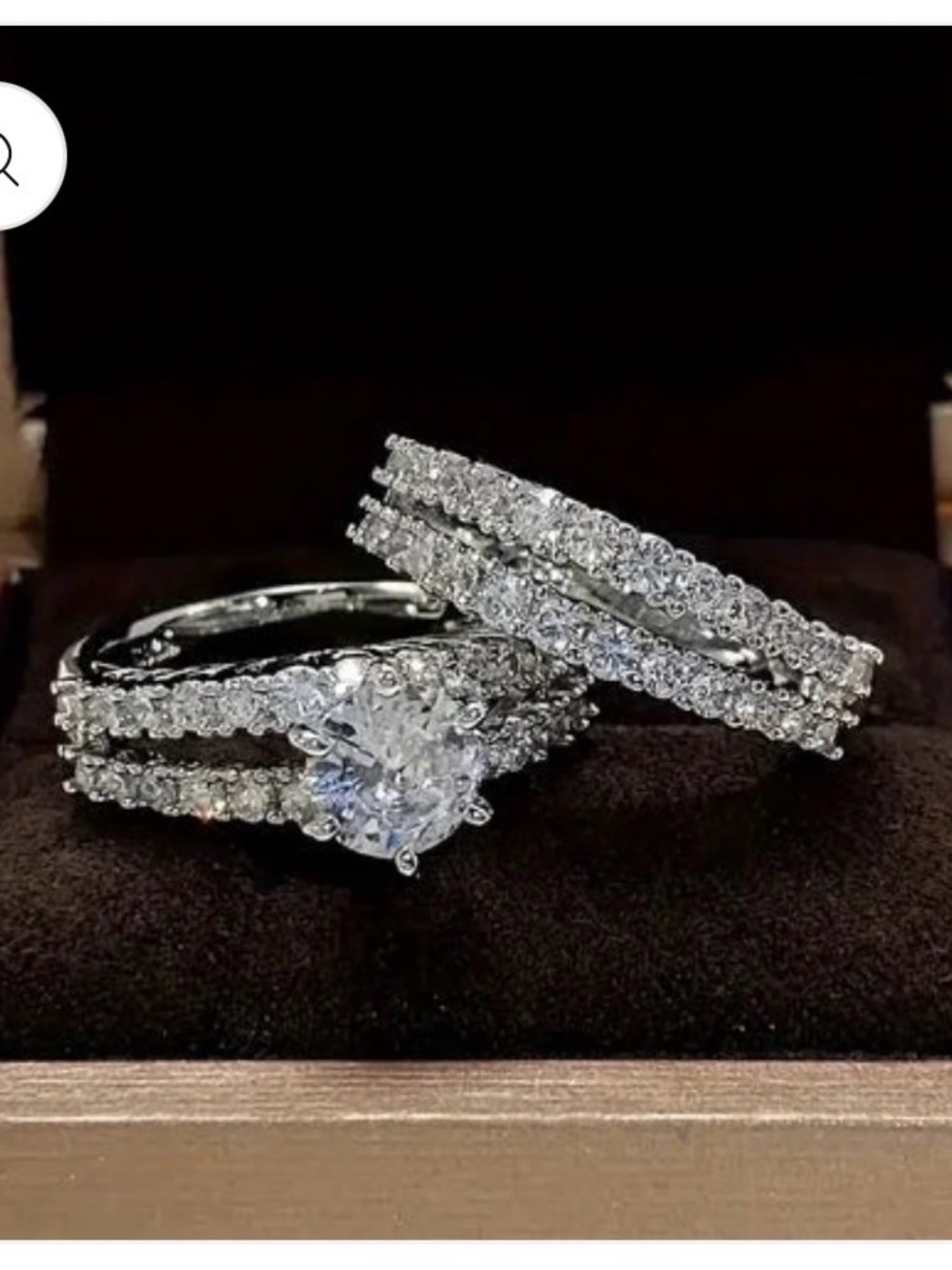 White Gold Round-Cut Halo Engagement Ring Set in White